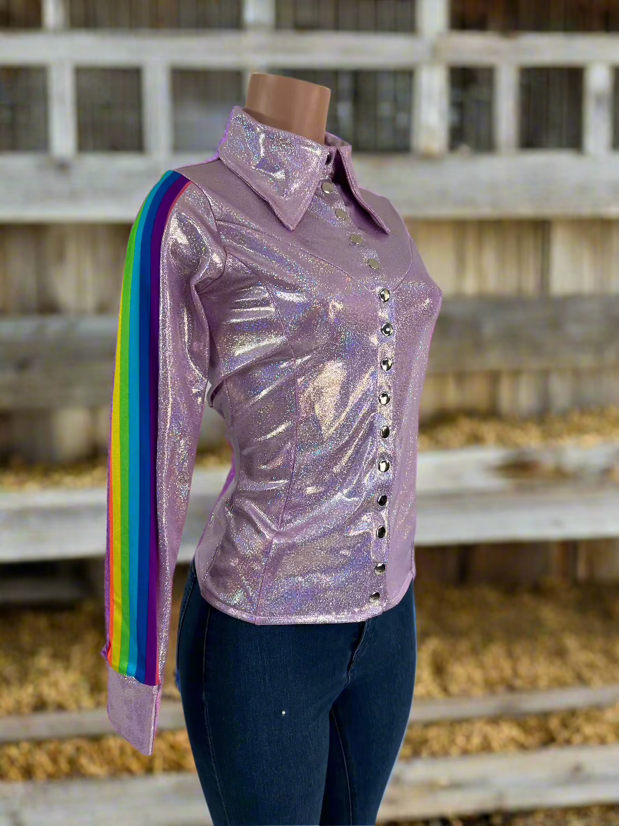 Retro Rainbow Lilac Snap Front Rodeo Shirt Rodeo Shirt Riverside Rodeo Shirts 