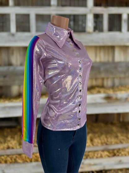Retro Rainbow Lilac Snap Front Rodeo Shirt Rodeo Shirt Riverside Rodeo Shirts 
