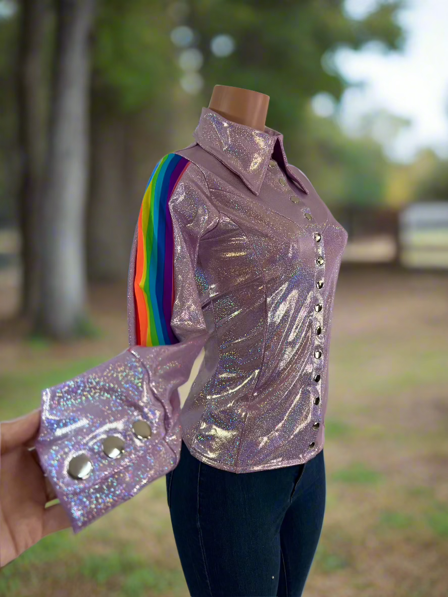 Retro Rainbow Lilac Snap Front Rodeo Shirt Rodeo Shirt Riverside Rodeo Shirts 
