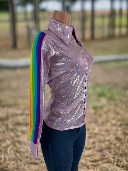 Retro Rainbow Lilac Snap Front Rodeo Shirt Rodeo Shirt Riverside Rodeo Shirts 