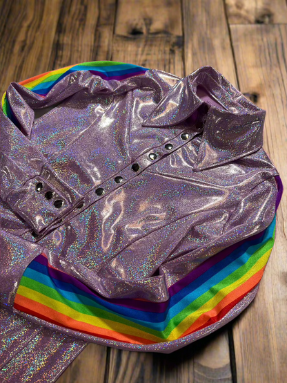 Retro Rainbow Lilac Snap Front Rodeo Shirt Rodeo Shirt Riverside Rodeo Shirts 