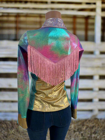 Cotton Candy Canyon Snap Front Rodeo Shirt with Yoke Fringe Rodeo Shirt Riverside Rodeo Shirts 