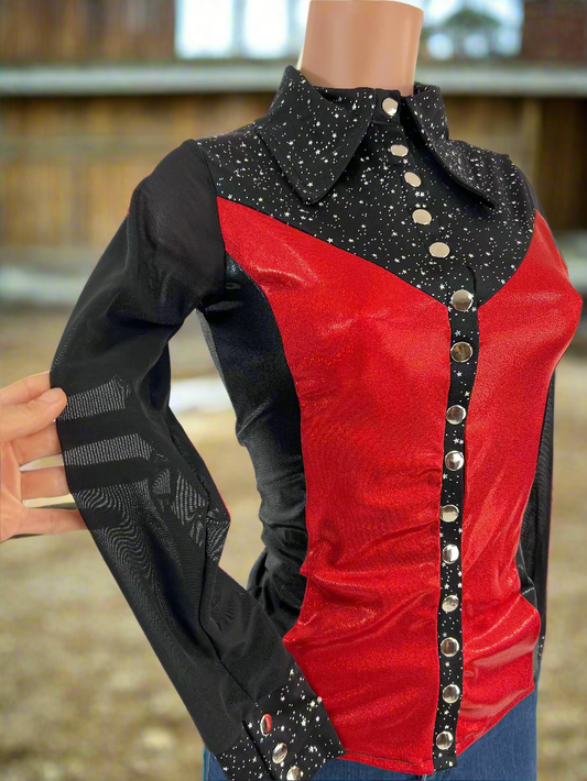 Scarlet Noir Snap Front Rodeo Shirt Rodeo Shirt Riverside Rodeo Shirts 