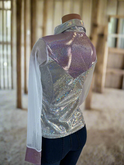 Lilac Kaleidoscope Mesh Sleeve, Snap Front Rodeo Shirt Rodeo Shirt Riverside Rodeo Shirts 