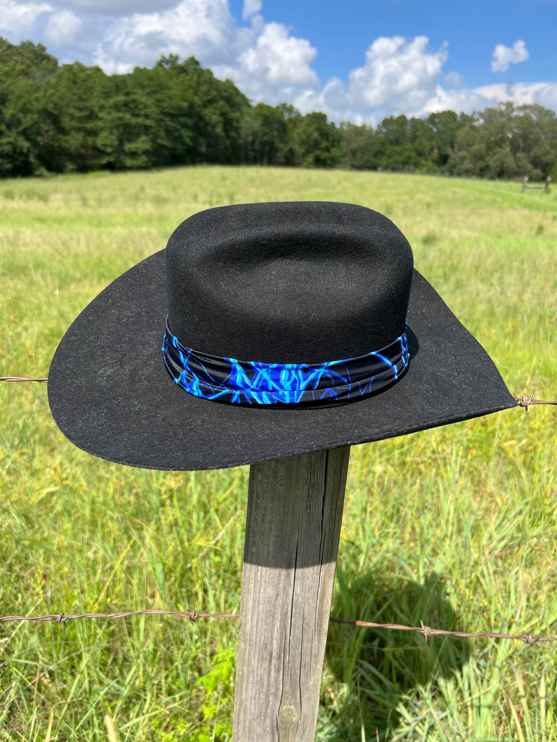 Neon Blue Lightning Hat Band Hat band Riverside Rodeo Shirts 