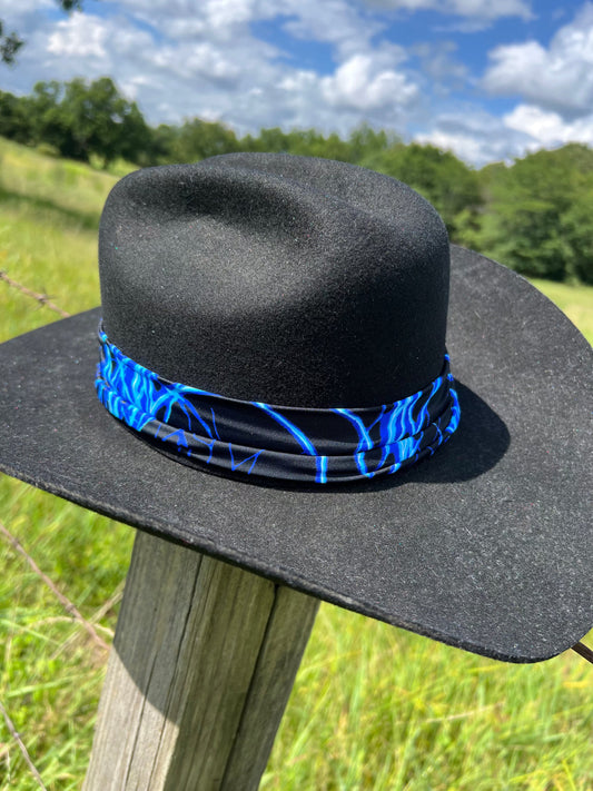 Neon Blue Lightning Hat Band Hat band Riverside Rodeo Shirts 