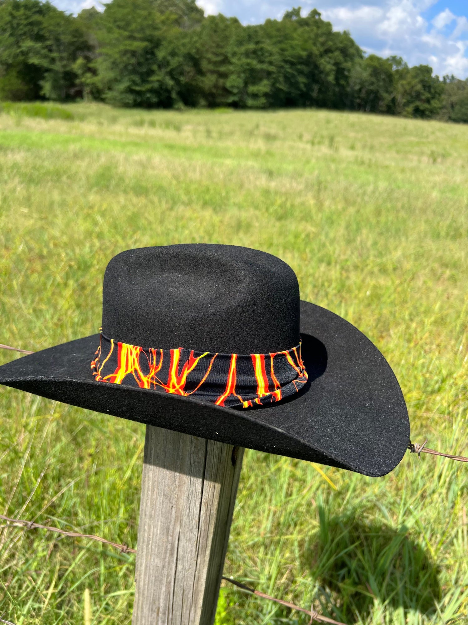 Orange Lightning Hat Band - Riverside Rodeo Shirts