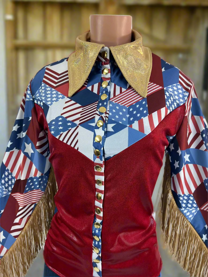 Gold Americana Snap Front Rodeo Shirt Rodeo Shirt Riverside Rodeo Shirts 