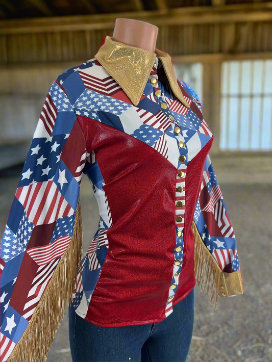 Gold Americana Snap Front Rodeo Shirt Rodeo Shirt Riverside Rodeo Shirts 