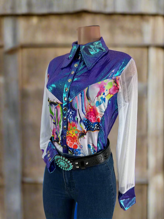 Moonstone Desert Dreams Mesh Sleeve Snap Front Rodeo Shirt Rodeo Shirt Riverside Rodeo Shirts 