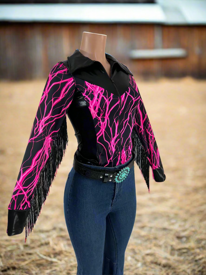 Neon Pink Lightning Rodeo Shirt Rodeo Shirt Riverside Rodeo Shirts 
