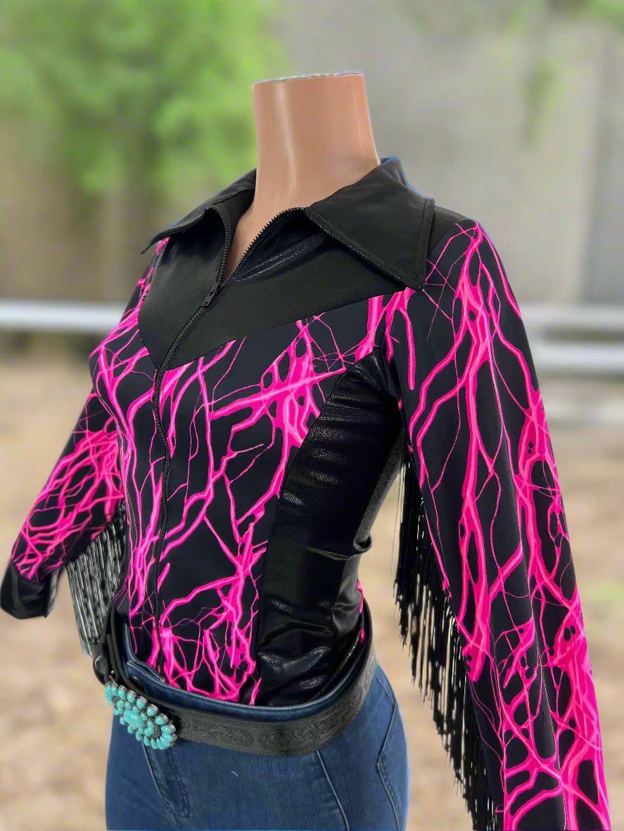 Pink Rodeo Tee Neon Pink Lightning Rodeo Shirt - Riverside Rodeo Shirts