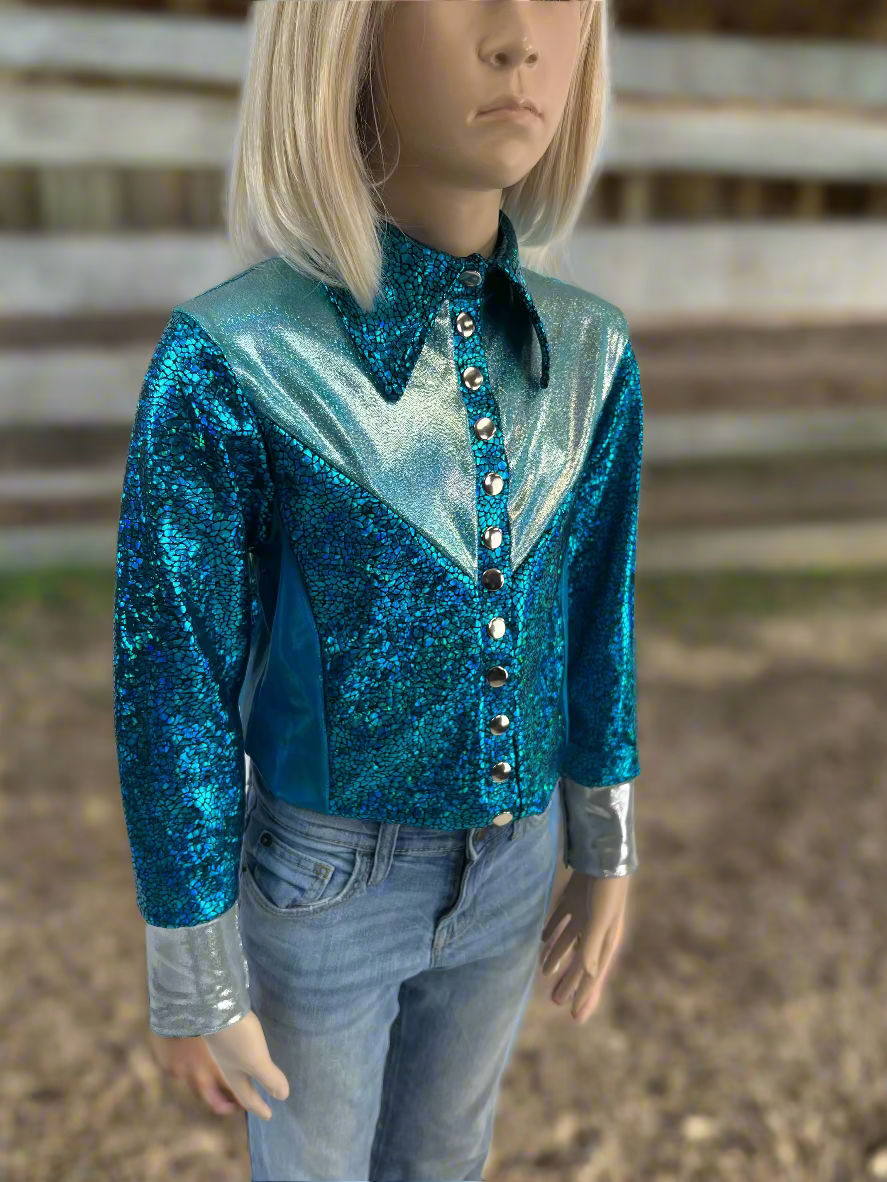 All The Blues Snap Front Rodeo Shirt with Yoke Fringe Rodeo Shirt Riverside Rodeo Shirts 