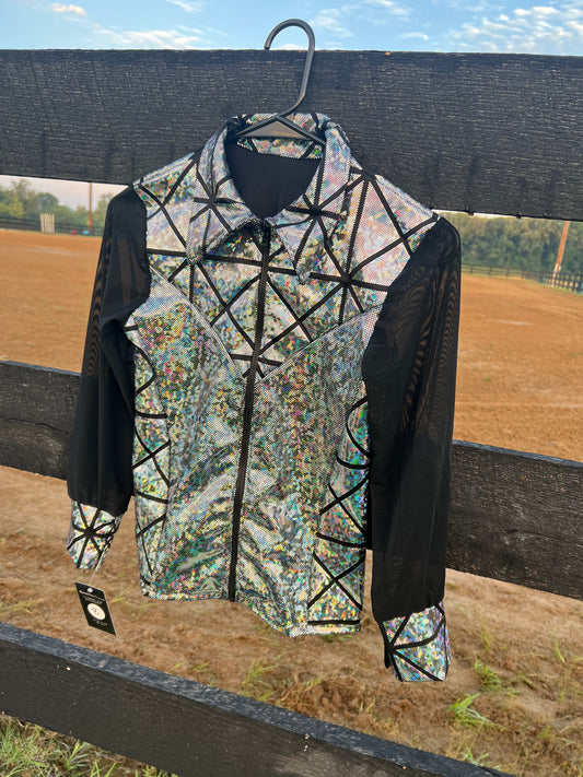 Silver Kaleidoscope Mesh Sleeve Rodeo Shirt Rodeo Shirt Riverside Rodeo Shirts 