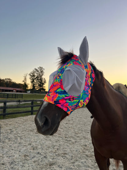Tahitian Floral Fly Mask Fly Bonnet Riverside Rodeo Shirts 