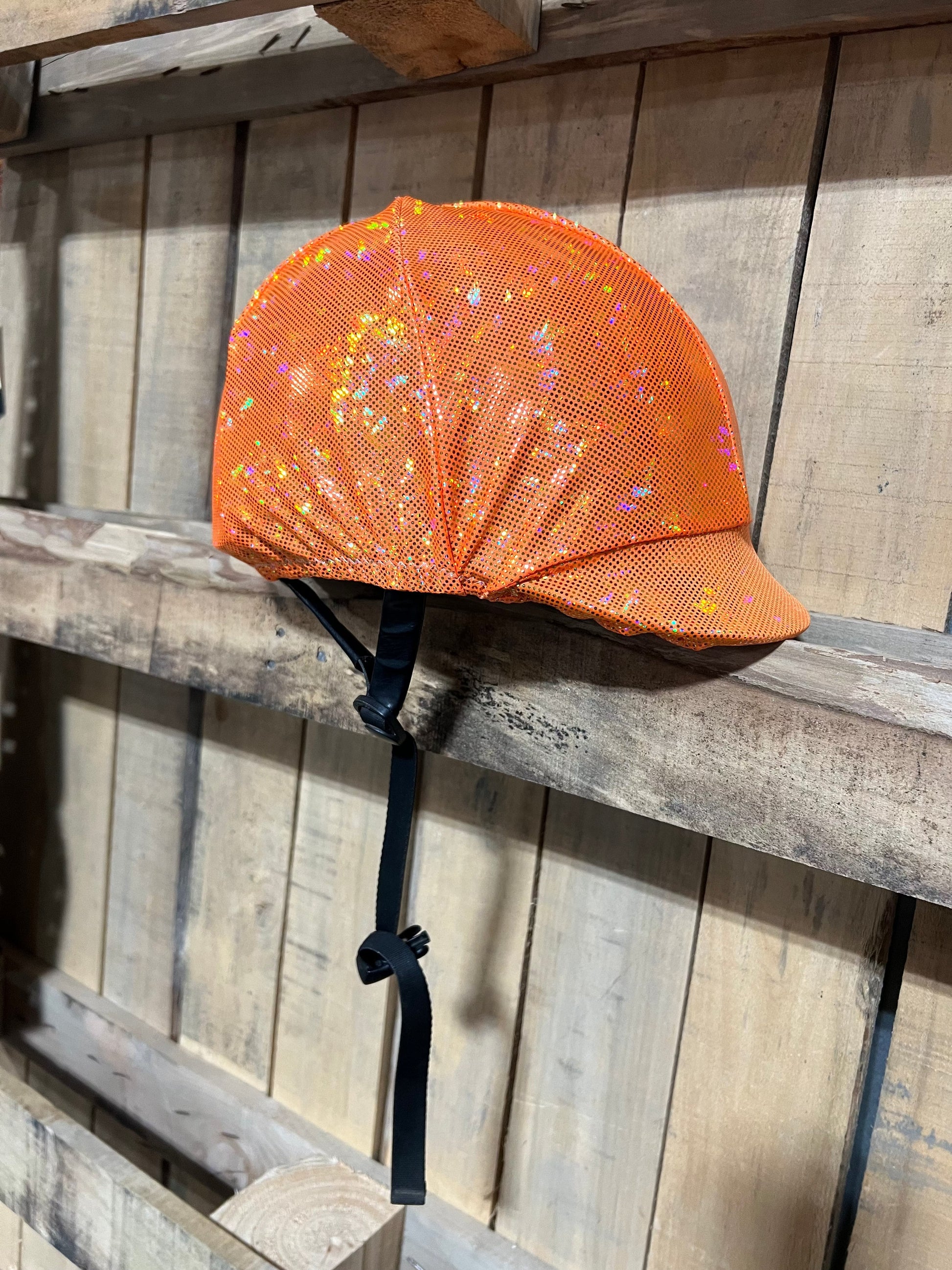 Neon Orange Kaleidoscope Helmet Cover Fly Bonnet Riverside Rodeo Shirts 
