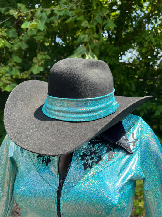 Seafoam Holographic Hat Band Fly Bonnet Riverside Rodeo Shirts 