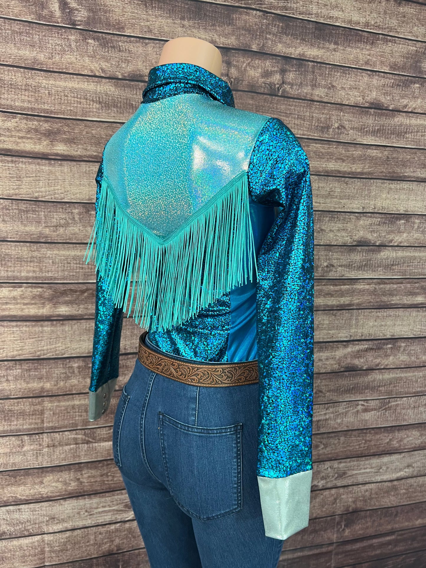 All The Blues Snap Front Rodeo Shirt with Yoke Fringe Rodeo Shirt Riverside Rodeo Shirts 