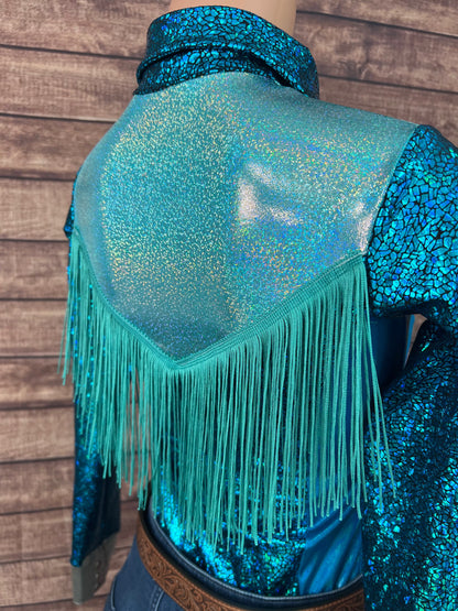 All The Blues Snap Front Rodeo Shirt with Yoke Fringe Rodeo Shirt Riverside Rodeo Shirts 