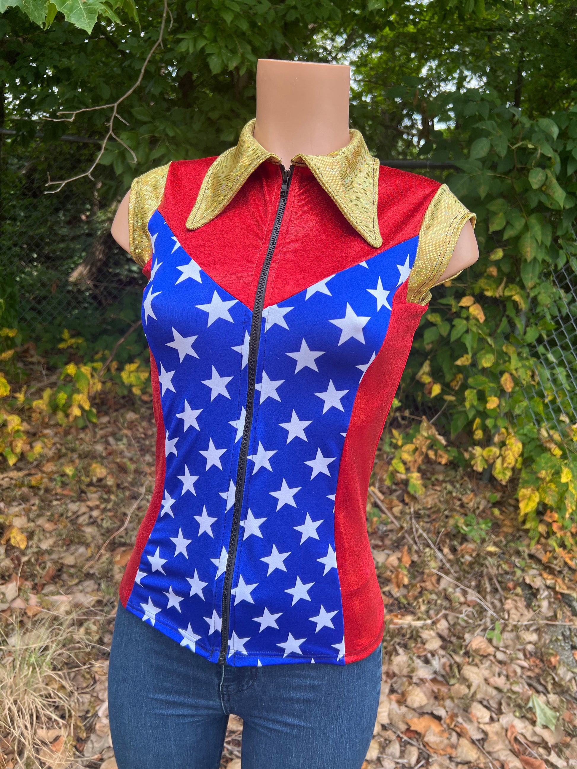 Mini Cap Sleeve Patriotic Rodeo Shirt Rodeo Shirt Riverside Rodeo Shirts 