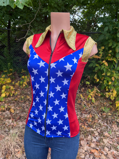 Mini Cap Sleeve Patriotic Rodeo Shirt Rodeo Shirt Riverside Rodeo Shirts 