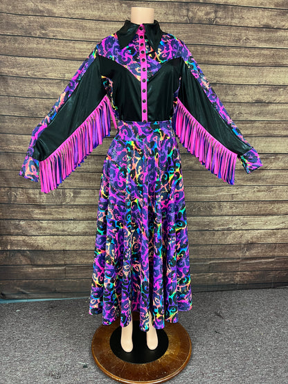 Rainbow Leopard Sharpshooter Shirt and Skirt Set