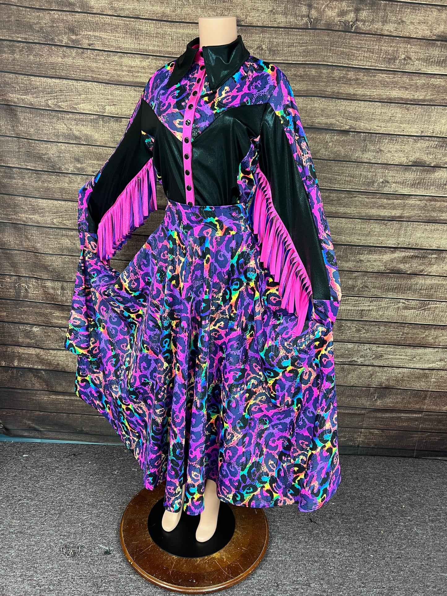 Rainbow Leopard Sharpshooter Shirt and Skirt Set