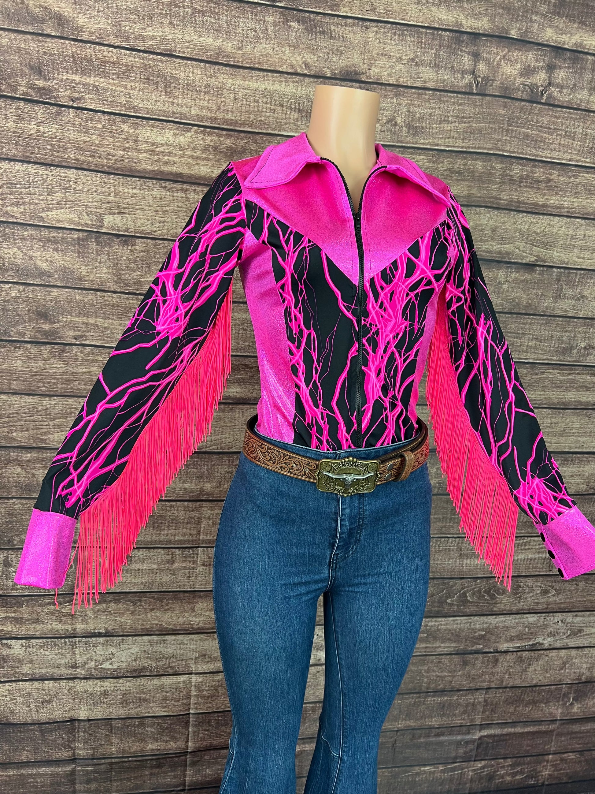 Pink Lightning Rodeo Shirt Rodeo Shirt Riverside Rodeo Shirts 