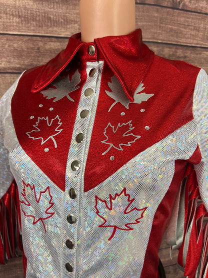 Oh Canada Snap Front Rodeo Shirt with Rhinestones and Applique