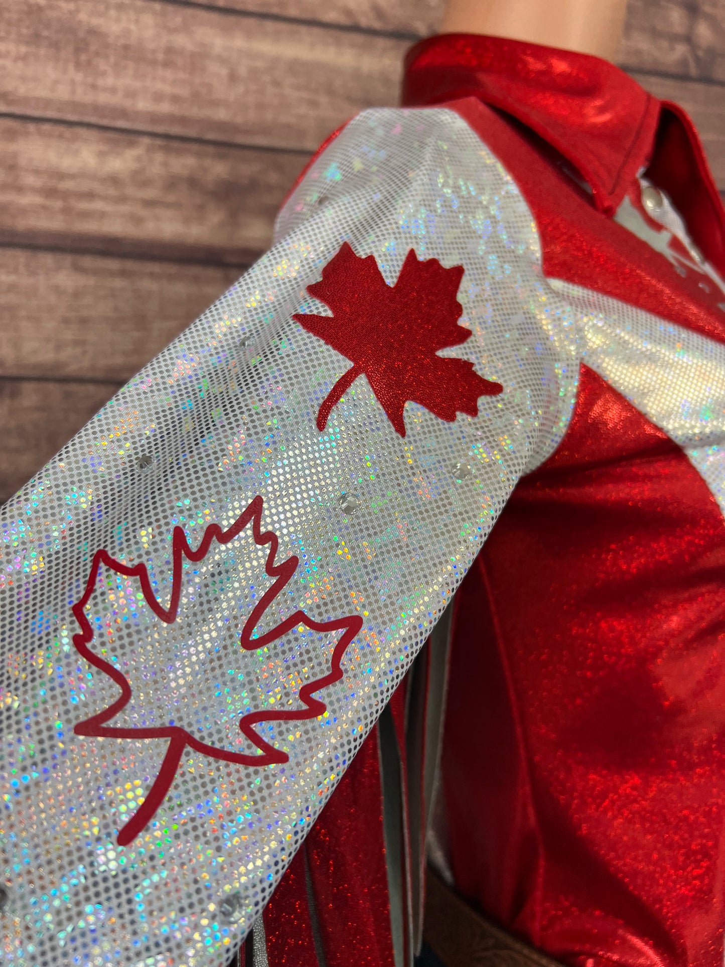 Oh Canada Snap Front Rodeo Shirt with Rhinestones and Applique