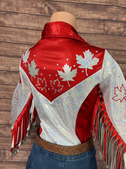 Oh Canada Snap Front Rodeo Shirt with Rhinestones and Applique