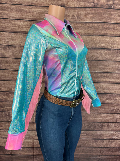 Seafoam Sparkly Rodeo Shirt