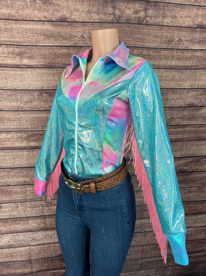 Seafoam Sparkly Rodeo Shirt
