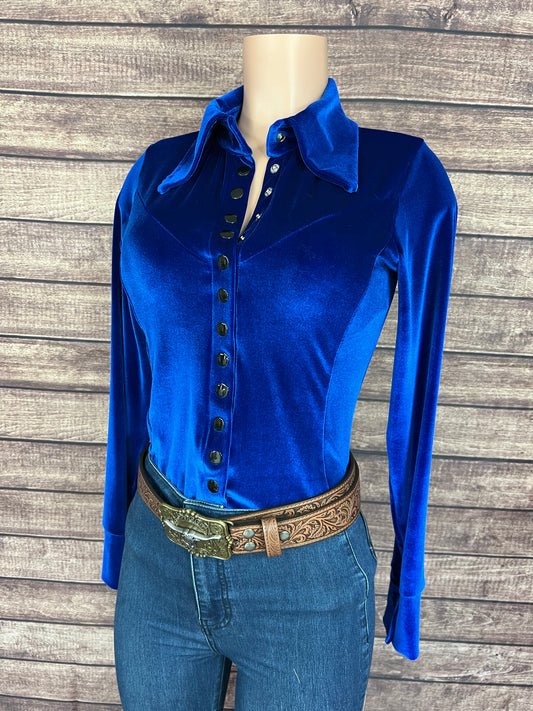 Sapphire Velvet Snap Front Rodeo Shirt
