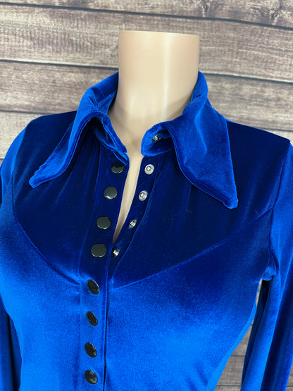 Sapphire Velvet Snap Front Rodeo Shirt