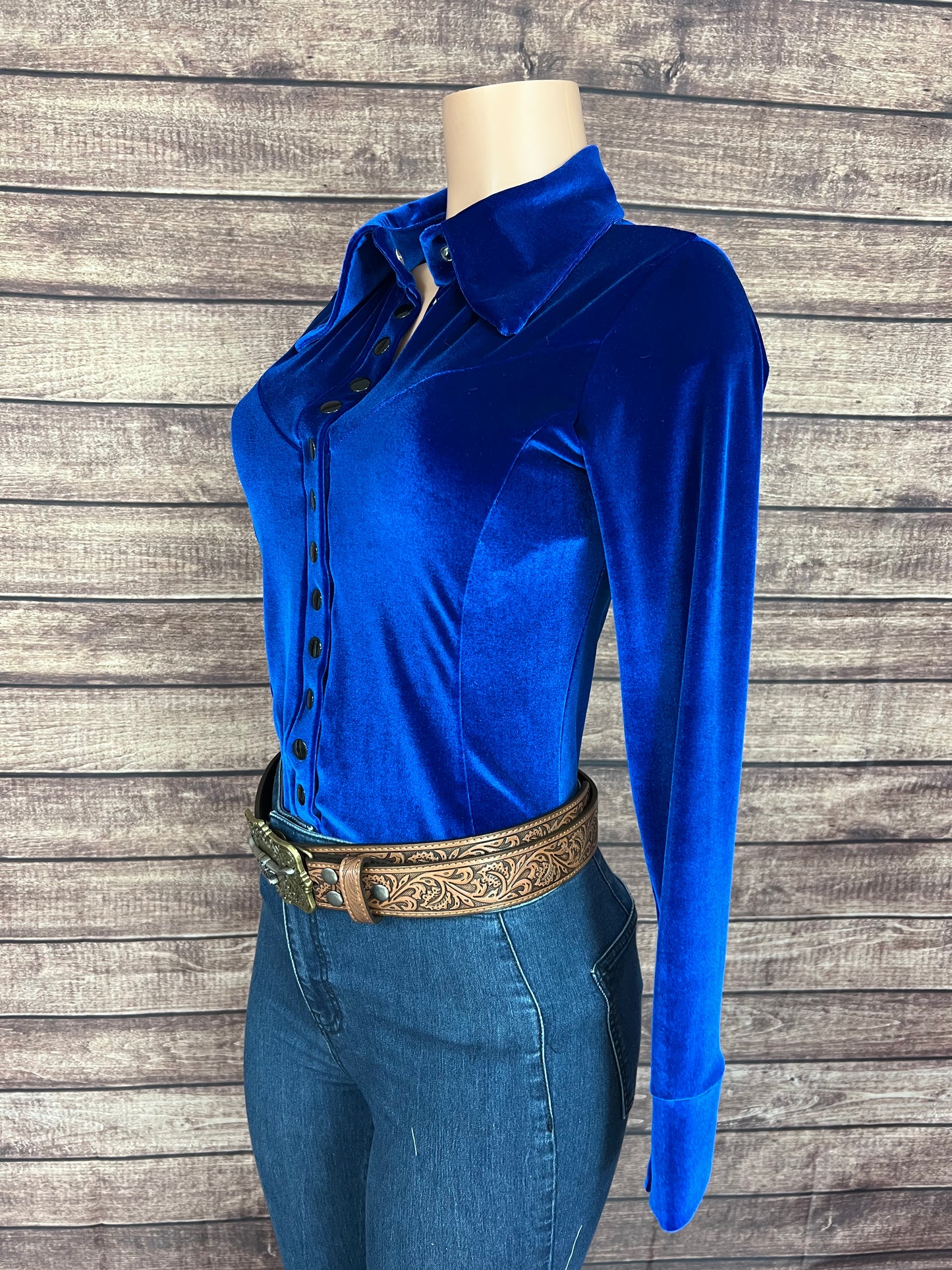 Sapphire Velvet Snap Front Rodeo Shirt