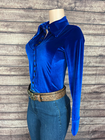 Sapphire Velvet Snap Front Rodeo Shirt
