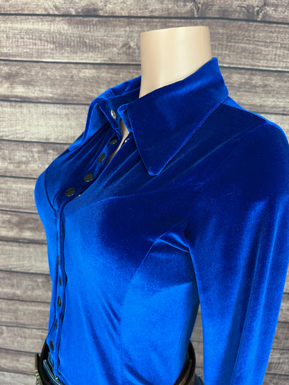 Sapphire Velvet Snap Front Rodeo Shirt