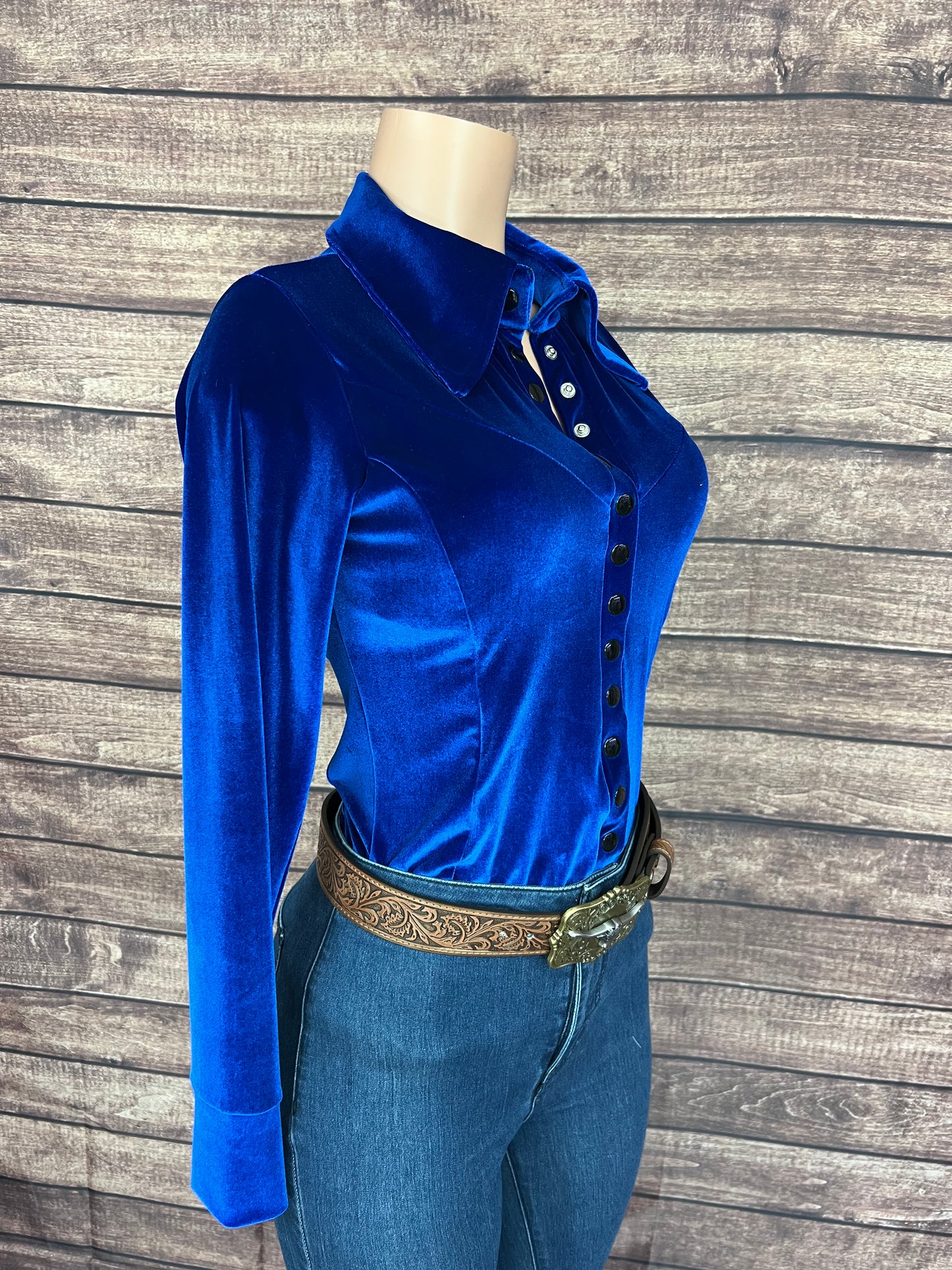 Sapphire Velvet Snap Front Rodeo Shirt
