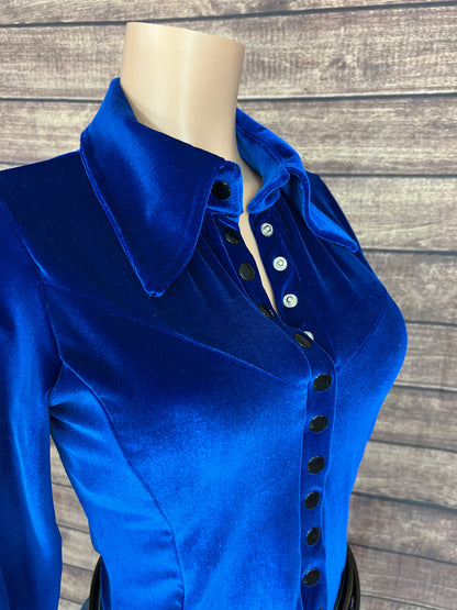 Sapphire Velvet Snap Front Rodeo Shirt
