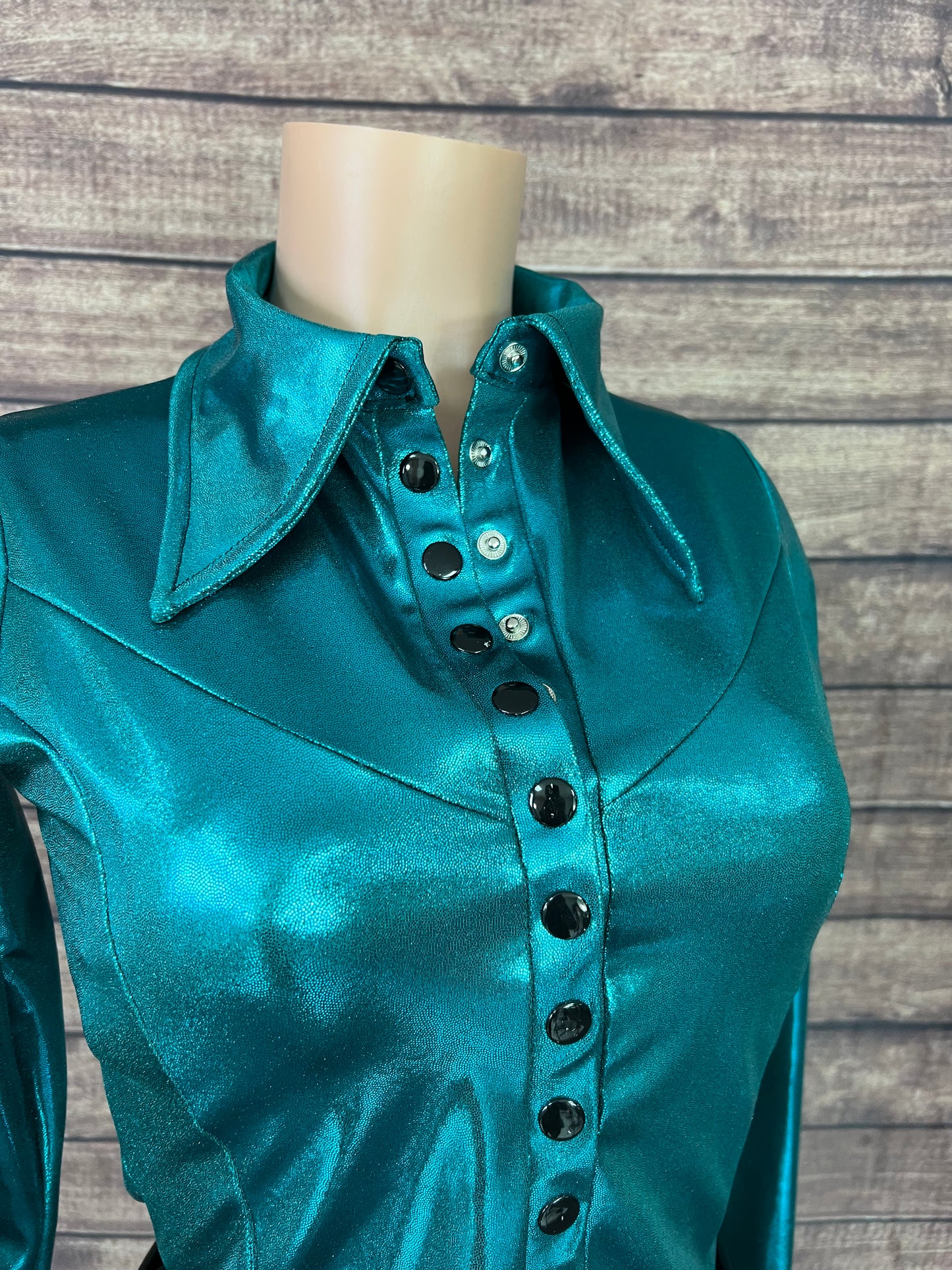 Teal Metallic Snap Front Rodeo Shirt