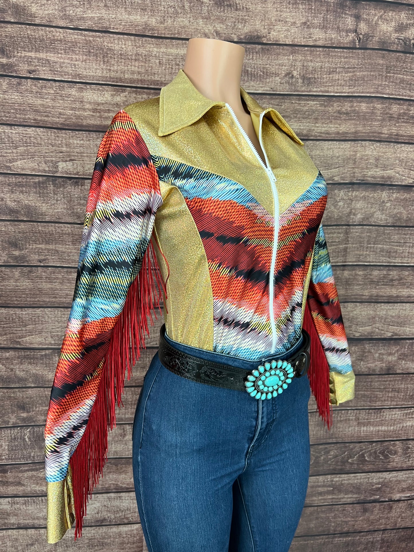 Ready To Ship size MEDIUM Serape Chevron Rodeo Shirt