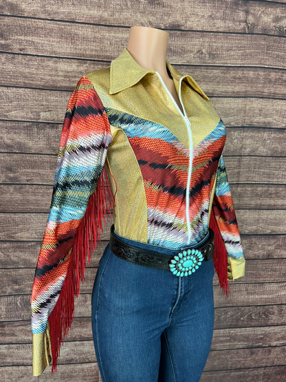 Ready To Ship size MEDIUM Serape Chevron Rodeo Shirt