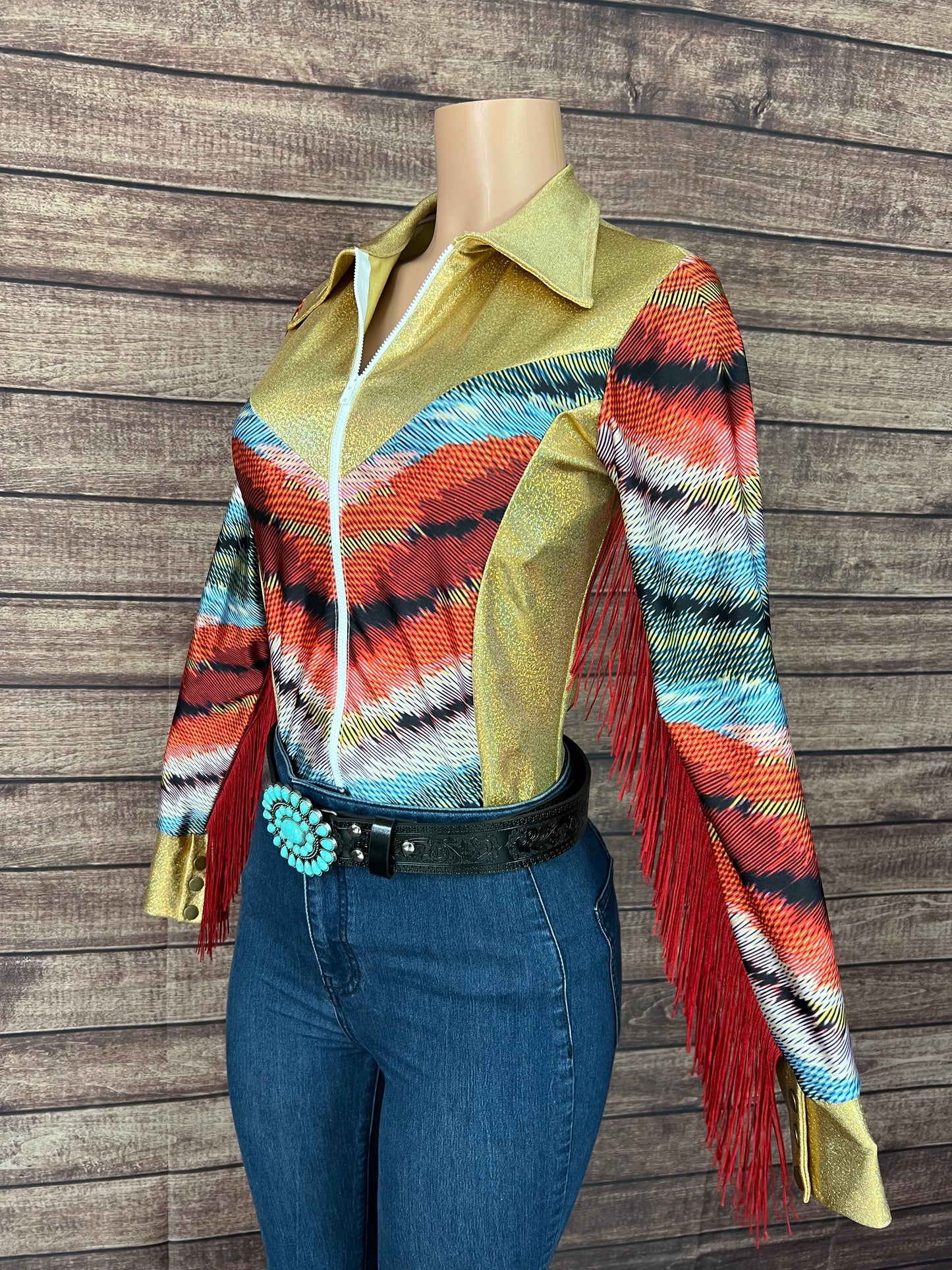Ready To Ship size MEDIUM Serape Chevron Rodeo Shirt