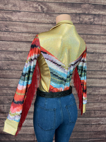 Ready To Ship size MEDIUM Serape Chevron Rodeo Shirt