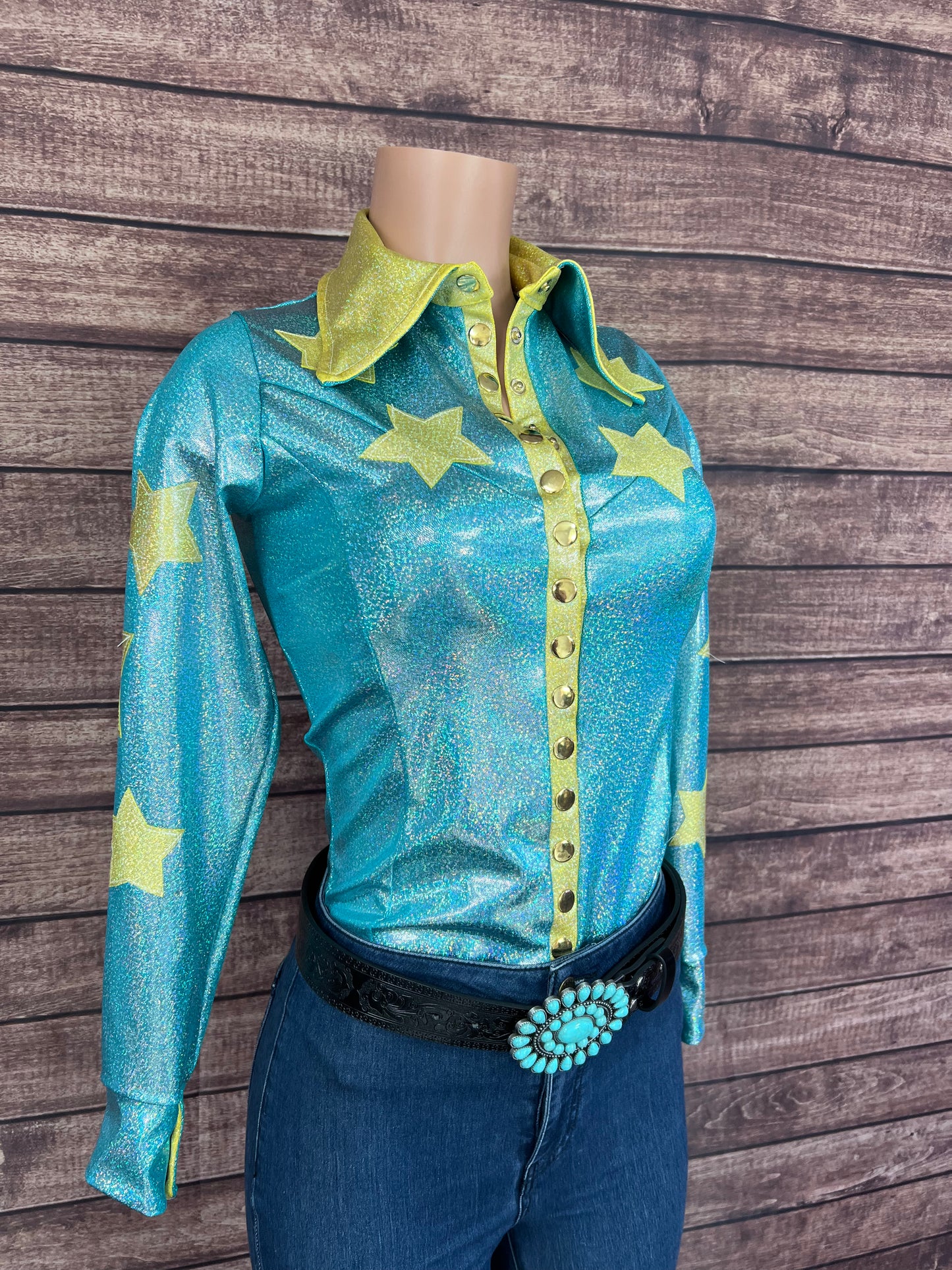 Seafoam Starshine Snap Front Rodeo Shirt
