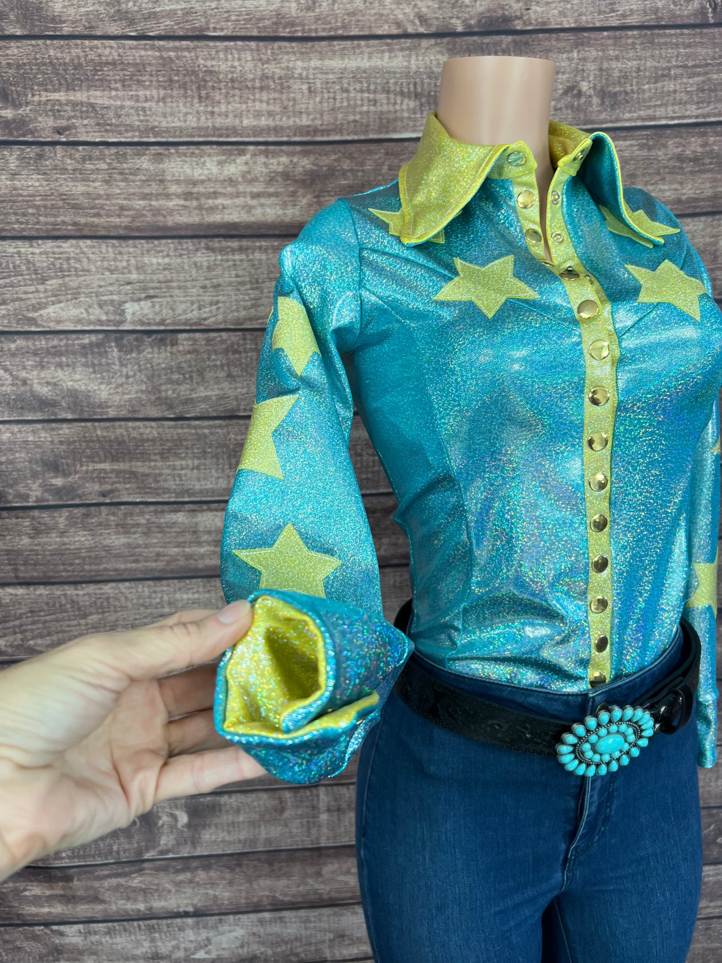 Seafoam Starshine Snap Front Rodeo Shirt
