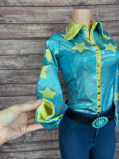 Seafoam Starshine Snap Front Rodeo Shirt