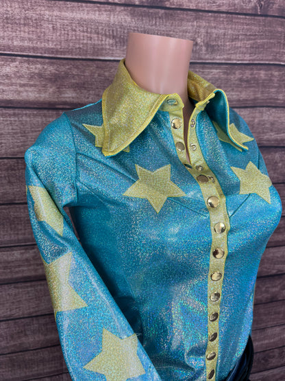 Seafoam Starshine Snap Front Rodeo Shirt