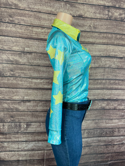 Seafoam Starshine Snap Front Rodeo Shirt